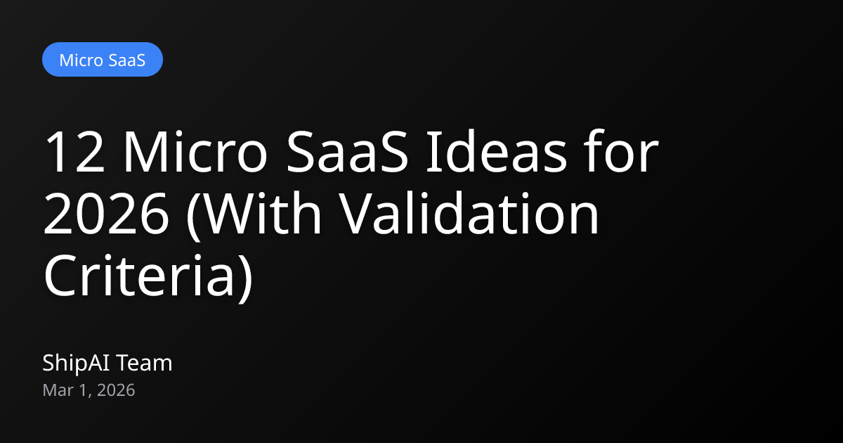 12 Micro SaaS Ideas for 2026 (With Validation Criteria) | ShipAI Blog