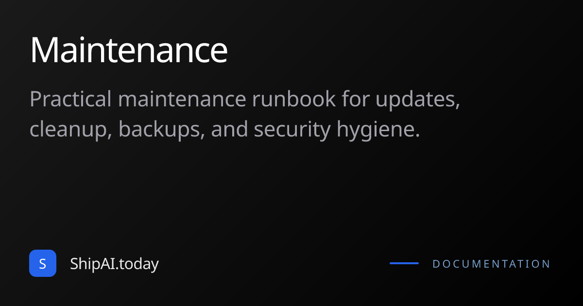 Maintenance | ShipAI Docs